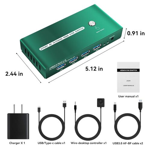KVM Switch HDMI 4K 60Hz, 1 Monitor 2 Computers in Kuwait