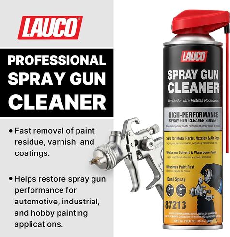 LAUCO Spray Gun Cleaner 14 oz, Pack of 6, High-Performance Paint Gun Cleaner Solvent, Fast Dissolving Aerosol for Waterborne & Solvent Paint, Dual Spray Precision Cleaner for Nozzles in Saudi Arabia