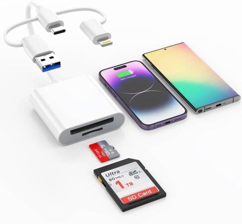 3-in-1 SD Card Reader for iPhone 16 15 14, USB C & Lightning Reader in Saudi Arabia