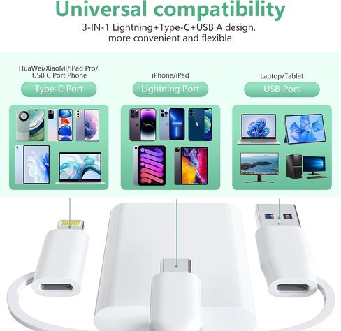 3-in-1 SD Card Reader for iPhone 16 15 14, USB C & Lightning Reader in Saudi Arabia