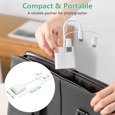 3-in-1 SD Card Reader for iPhone 16 15 14, USB C & Lightning Reader in Saudi Arabia