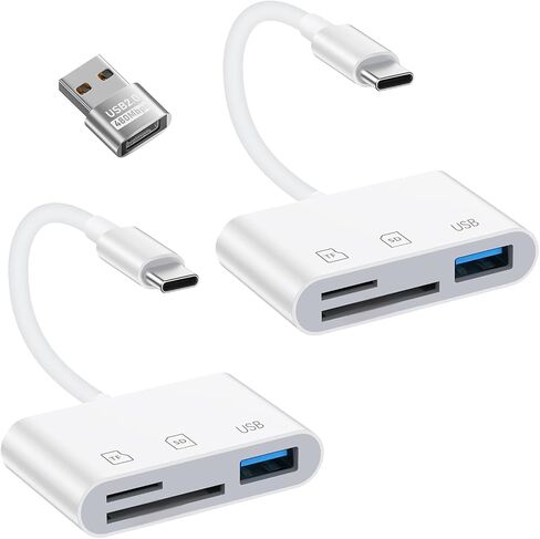 USB C SD Card Reader for iPhone 17e/17 Pro/17Pro Max/17/16/15, 3 in 1 Type C Digital Camera Micro SD Memory Card for Samsung, MacBook, iPad Pro, Chromebook, Camera, USB Type C Devices in Saudi Arabia