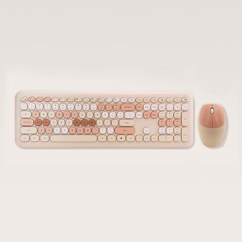 SaharaCase - Wireless Keyboard & Mouse Combo with Silent Click | Colorful Full Keyboard | USB Adapter (Beige) in Saudi Arabia