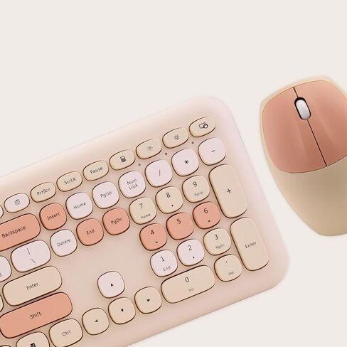 SaharaCase - Wireless Keyboard & Mouse Combo with Silent Click | Colorful Full Keyboard | USB Adapter (Beige) in Saudi Arabia