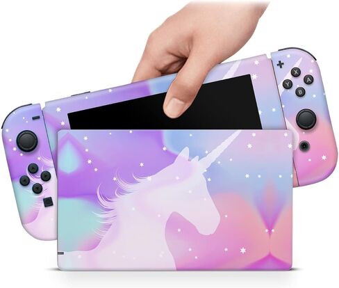 ZOOMHITSKINS Matte Skin Compatible with Switch, Rainbow Unicorn Star Cloud Fairy Design, Durable 3M Vinyl Decal Wrap, Precision Fit, Bubble-Free, Made in USA in Saudi Arabia
