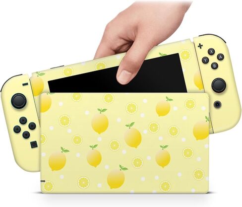 ZOOMHITSKINS Matte Skin Compatible with Switch, Lemon Citrus Fruit Yellow Kawaii Design, Durable 3M Vinyl Decal Wrap, Precision Fit, Bubble-Free, Made in USA in Saudi Arabia