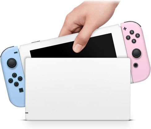 ZOOMHITSKINS Glitter Skin Compatible with Switch, Pastel Blue Pink Minimal Cute Design, Durable 3M Vinyl Decal Wrap, Precision Fit, Bubble-Free, Made in USA in Saudi Arabia