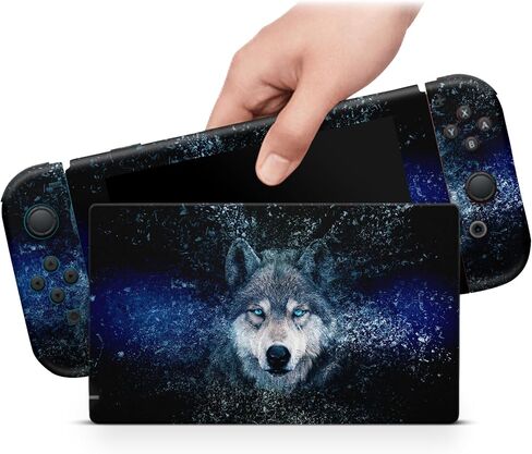 ZOOMHITSKINS Matte Skin Compatible with Switch, Blue Wolf Pack Animal Design, Durable 3M Vinyl Decal Wrap, Precision Fit, Bubble-Free, Made in USA in Saudi Arabia