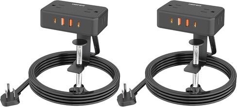 2 Pack Desk Clamp Power Strip with 4 Outlets & 4USB, 10FT Extension Cord in Saudi Arabia