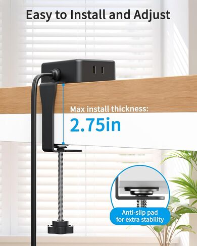 2 Pack Desk Clamp Power Strip with 4 Outlets & 4USB, 10FT Extension Cord in Saudi Arabia