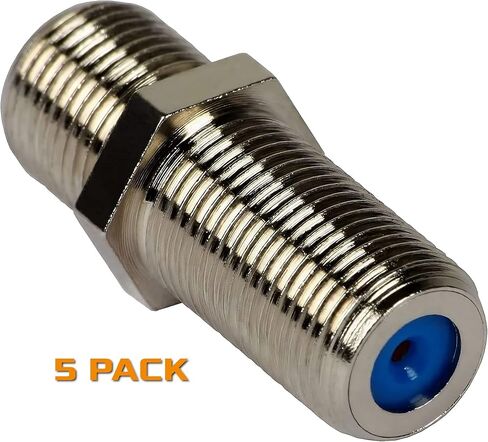 RG6 RG59 2.5GHz F-Jack to F-Jack Adapter F-81 Coupler 3/4" Long Barrel (5/Pack) in Saudi Arabia