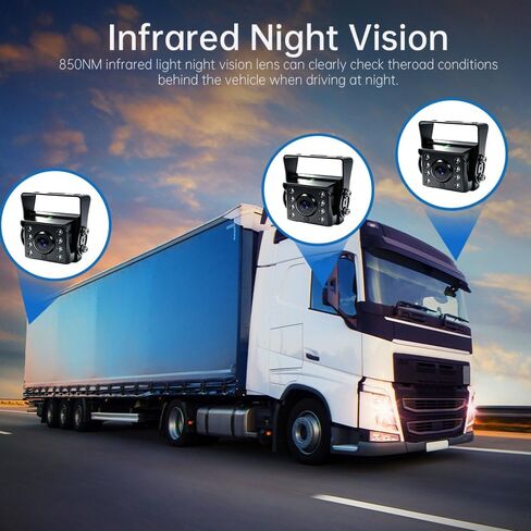 VSYSTO 4CH Truck Dash Cam, 7'' Monitor 4 Split Screen GPS HD 1080P Front & Sides & Rear Infrared Night Vision Lens Backup Camera for Semi Trailer Van Tractor RV, Parking Guard, Loop Recording (H7) in Kuwait