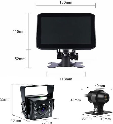 VSYSTO 4CH Truck Dash Cam, 7'' Monitor 4 Split Screen GPS HD 1080P Front & Sides & Rear Infrared Night Vision Lens Backup Camera for Semi Trailer Van Tractor RV, Parking Guard, Loop Recording (H7) in Kuwait