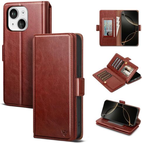 for iPhone 15 Pro Max Case Wallet with Card Holder,Brown in Kuwait