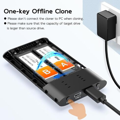 MAIWO Dual Bay M.2 NVMe SSD Enclosure with Offline Clone, 20Gbps USB3.2 GEN2x2, Support M.2 PCIe NVME M Key SSD Reader Duplicator, Tool Free, All Metal Case, 16TB Capacity in Saudi Arabia