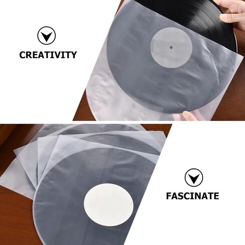 Vinyl Record Sleeves 10 Inch and 7 Inch Anti-Static 100pcs White Pe Pp Protective Covers for Vinyl Records Storage and Media Preservation in Kuwait