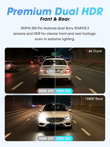 DDPAI 4K Dash Cam Front and Rear Z60 Pro with 64GB TF Card, Dual STARVIS 2 IMX678 Dashcam in Kuwait