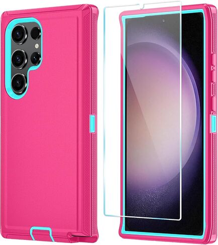 ONOLA Phone Case for Samsung Galaxy S23 Ultra Case with HD Screen Protector, Heavy Duty Shockproof & Dropproof 3-Layer Cover Phone Case for Galaxy S23 Ultra 6.8'',PurpleSkyBlue in Kuwait