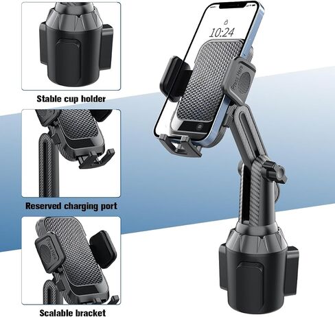 Car Cup Phone Mount, 360° Rotation Flexible Vehicle Cell Phone Holder with Long Adjustable Neck, Automotive Interior Smartphones Stand, Universal for SUV Automobile Truck in Saudi Arabia