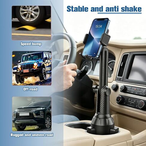 Car Cup Phone Mount, 360° Rotation Flexible Vehicle Cell Phone Holder with Long Adjustable Neck, Automotive Interior Smartphones Stand, Universal for SUV Automobile Truck in Saudi Arabia