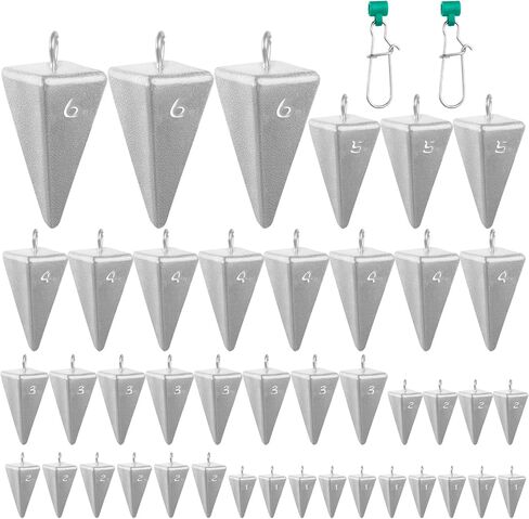 42PCS 1-6oz Pyramid Sinkers with 2PCS Sinker Slider, Tangle-Free No-Roll in Saudi Arabia