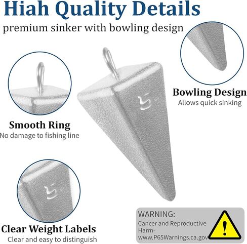 42PCS 1-6oz Pyramid Sinkers with 2PCS Sinker Slider, Tangle-Free No-Roll in Saudi Arabia