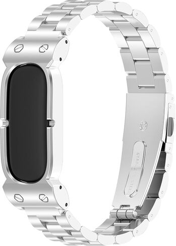 حزام بديل متوافق مع Google Fitbit Air، حزام ساعة من الفولاذ المقاوم للصدأ، حجم سوار معصم معدني مسامي قابل للتعديل وسهل التركيب in Kuwait