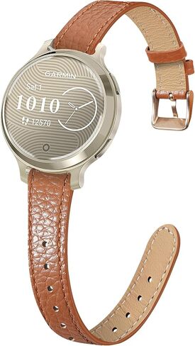 Slim Leather Band Compatible with Garmin Lily 2/Lily 2 Classic/Active, Genuine Leather Thin Soft Replacement Strap for Women Men in Kuwait