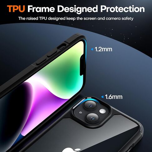 TAURI 3-in-1 Designed for iPhone 14 Case, [Not Yellowing] with 2 Screen Protector, [Military Drop Protection] Shockproof Slim Phone Case for iPhone 14 6.1 Inch-Black in Kuwait