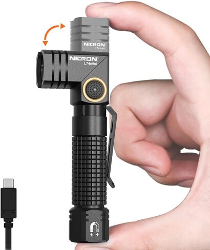 NICRON L74 Mini Flashlight 400 Lumens 90 Degree IP65 Waterproof with Magnet EDC Small Tactical Flashlight Rechargeable Pocket Light 6 Modes Best high lumens for Camping, Outdoor (Green) in Kuwait