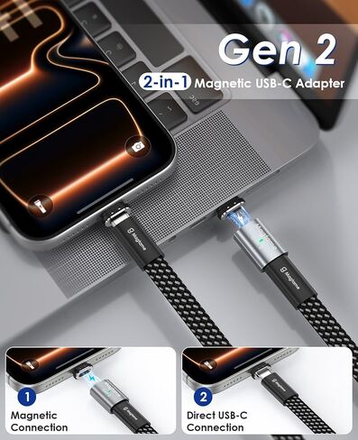 Gen 2 Magnetic USB C Adapter 240W 24Pin,Straight Dual-Use USB C Extender 4K in Kuwait