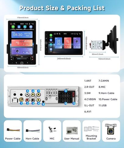 10.4 Inch Single Din Car Stereo, Wireless CarPlay Android Auto in Saudi Arabia