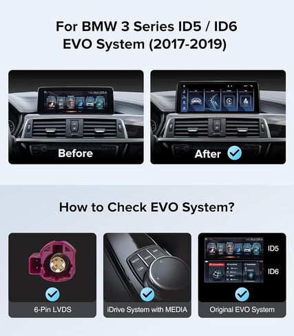 10.25" Carplay Radio for BMW 3 Series F30 X1 F48 17-19 EVO ID5/ID6 in Kuwait