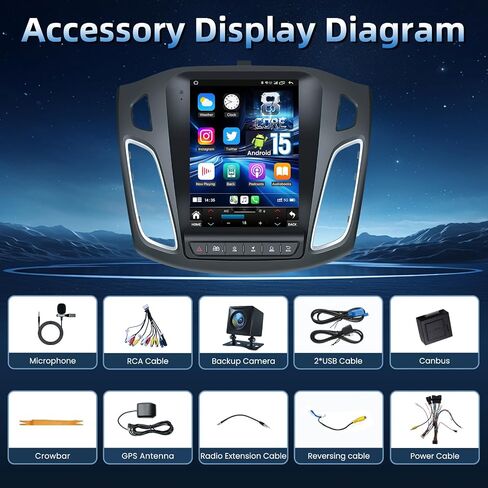 [8Core, Android 15] Car Radio for Ford Focus 2012-2018: Upgrade 9.7" Touchscreen Stereo Head Unit Support FM AM 36EQ BT5.0 Carplay Android Auto, 5GWiFi GPS Split-Screen SWC Backup Camera in Saudi Arabia