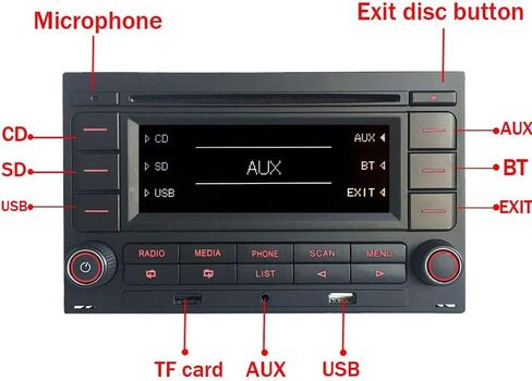 ستيريو سيارة RCN210 لشركة فولكس فاجن جولف 4 باسات B5 بلوتوث مشغل أقراص مضغوطة USB MP3 AUX SD PQ Canbus محاكي in Kuwait
