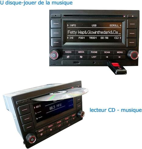 ستيريو سيارة RCN210 لشركة فولكس فاجن جولف 4 باسات B5 بلوتوث مشغل أقراص مضغوطة USB MP3 AUX SD PQ Canbus محاكي in Kuwait