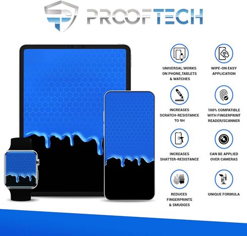 واقي شاشة زجاجي سائل من ProofTech - حماية نانو مقاومة للخدش والكسر لجميع الهواتف والأجهزة اللوحية والساعات الذكية العالمية (عبوتان) in Kuwait