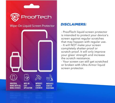 واقي شاشة زجاجي سائل من ProofTech - حماية نانو مقاومة للخدش والكسر لجميع الهواتف والأجهزة اللوحية والساعات الذكية العالمية (عبوتان) in Kuwait