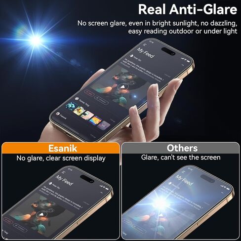 Esanik 2 Pack Matte Glass Screen Protector for iPhone 16 Pro Max, [Auto-alignment, auto-dust removal], Anti-Glare & Anti-Fingerprint,Anti-Reflection,Bubble Free, Smooth as Silk, 9H Glass Screen Cover in Kuwait