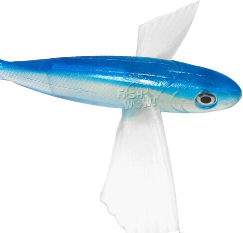 Fish WOW!® 3pcs 8" Flying Fish Unrigged Blue Pearl Yummy Flyer Mahi Tuna Wahoo Soft Lures with 3D Eye in Kuwait