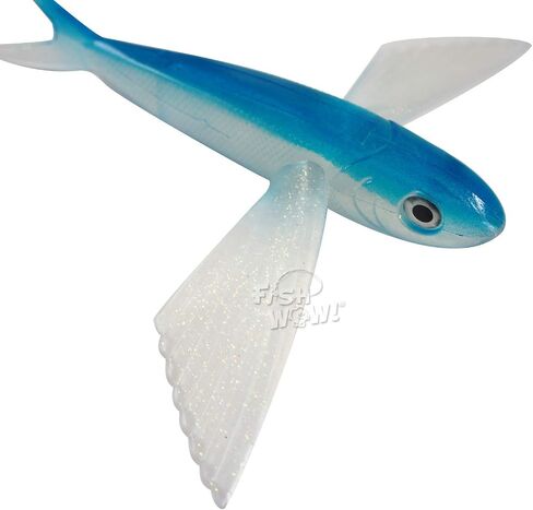 Fish WOW!® 3pcs 8" Flying Fish Unrigged Blue Pearl Yummy Flyer Mahi Tuna Wahoo Soft Lures with 3D Eye in Kuwait