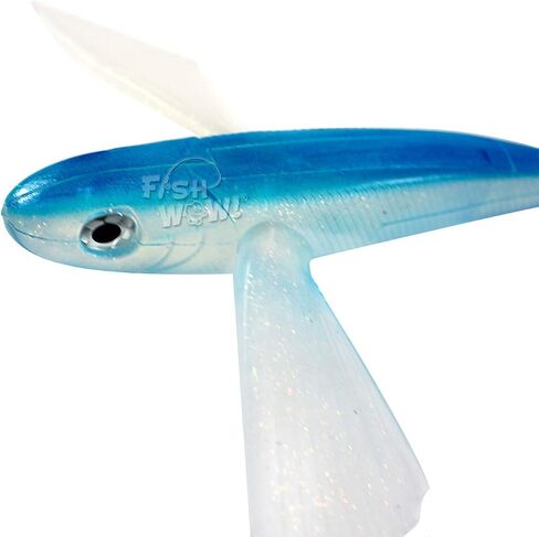 Fish WOW!® 3pcs 8" Flying Fish Unrigged Blue Pearl Yummy Flyer Mahi Tuna Wahoo Soft Lures with 3D Eye in Kuwait