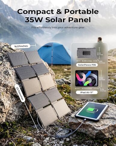 [تمت ترقيته] شاحن BigBlue للطاقة الشمسية بقدرة 35 وات مع شحن سريع USB-A/PD بقدرة 25 وات USB-C in Kuwait