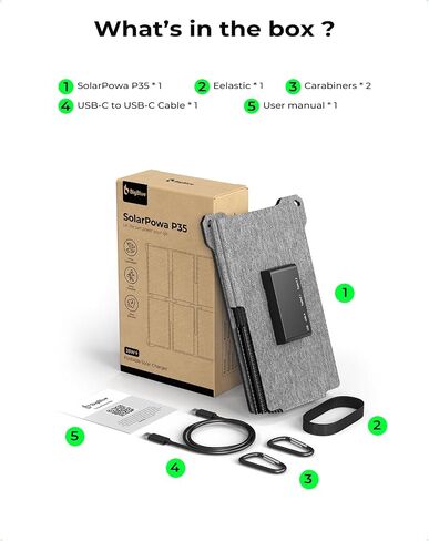 [تمت ترقيته] شاحن BigBlue للطاقة الشمسية بقدرة 35 وات مع شحن سريع USB-A/PD بقدرة 25 وات USB-C in Kuwait