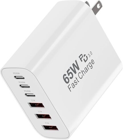 USB C Wall Charger Block, 65W GaN 6-Port Fast Charging PD +QC Block in Saudi Arabia