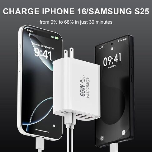 USB C Wall Charger Block, 65W GaN 6-Port Fast Charging PD +QC Block in Saudi Arabia