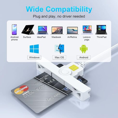 USB C CAC Reader - USB C DOD Military USB Common Access CAC Card Reader - Mini Fold and Portable Smart Card Reader Compatible with Windows, Mac OS Plug and Play in Saudi Arabia