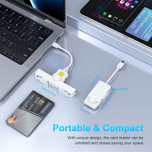 USB C CAC Reader - USB C DOD Military USB Common Access CAC Card Reader - Mini Fold and Portable Smart Card Reader Compatible with Windows, Mac OS Plug and Play in Saudi Arabia