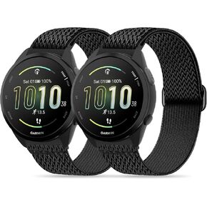 2 Pack Stretchy Nylon Watch Bands Compatible with Garmin Forerunner 165/55/245/Vivoactive 5/6/3,20mm Soft Breathable Adjustable Replacement Sport Straps for Garmin Venu Sq 2 Women Men in Kuwait