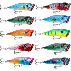 Topwater Popper Fishing Lures with Rattle Beads 10Pcs FS/YE-13 in Saudi Arabia